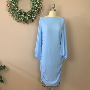 Light Ice Blue Long Sleeve Midi Dress Size Large